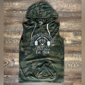 Powerhouse Gym Camo Hooded Tank Cutoff Men’s Sz M NWOT